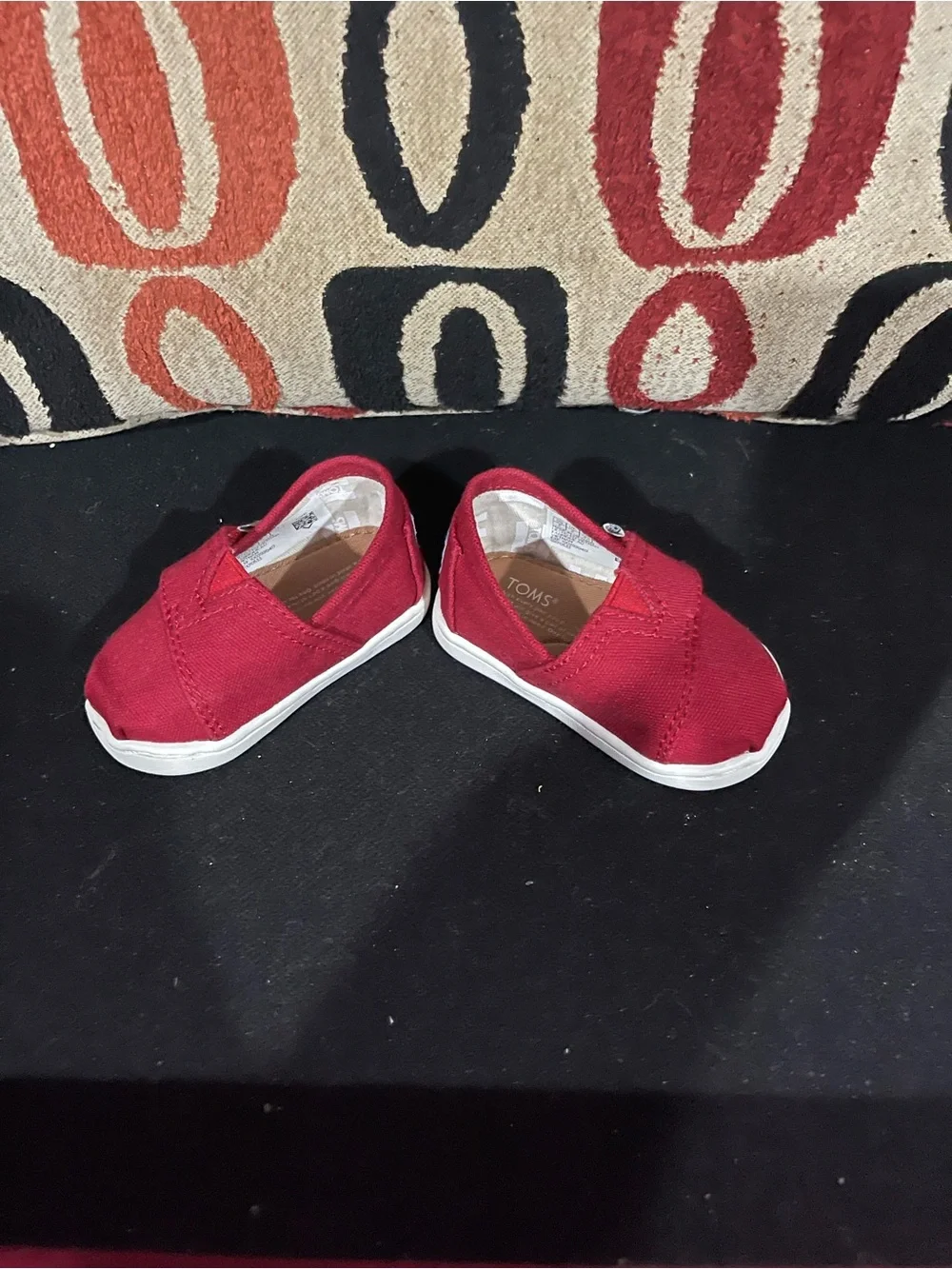 Toms Kids Red Canvas Slip-On Sneakers